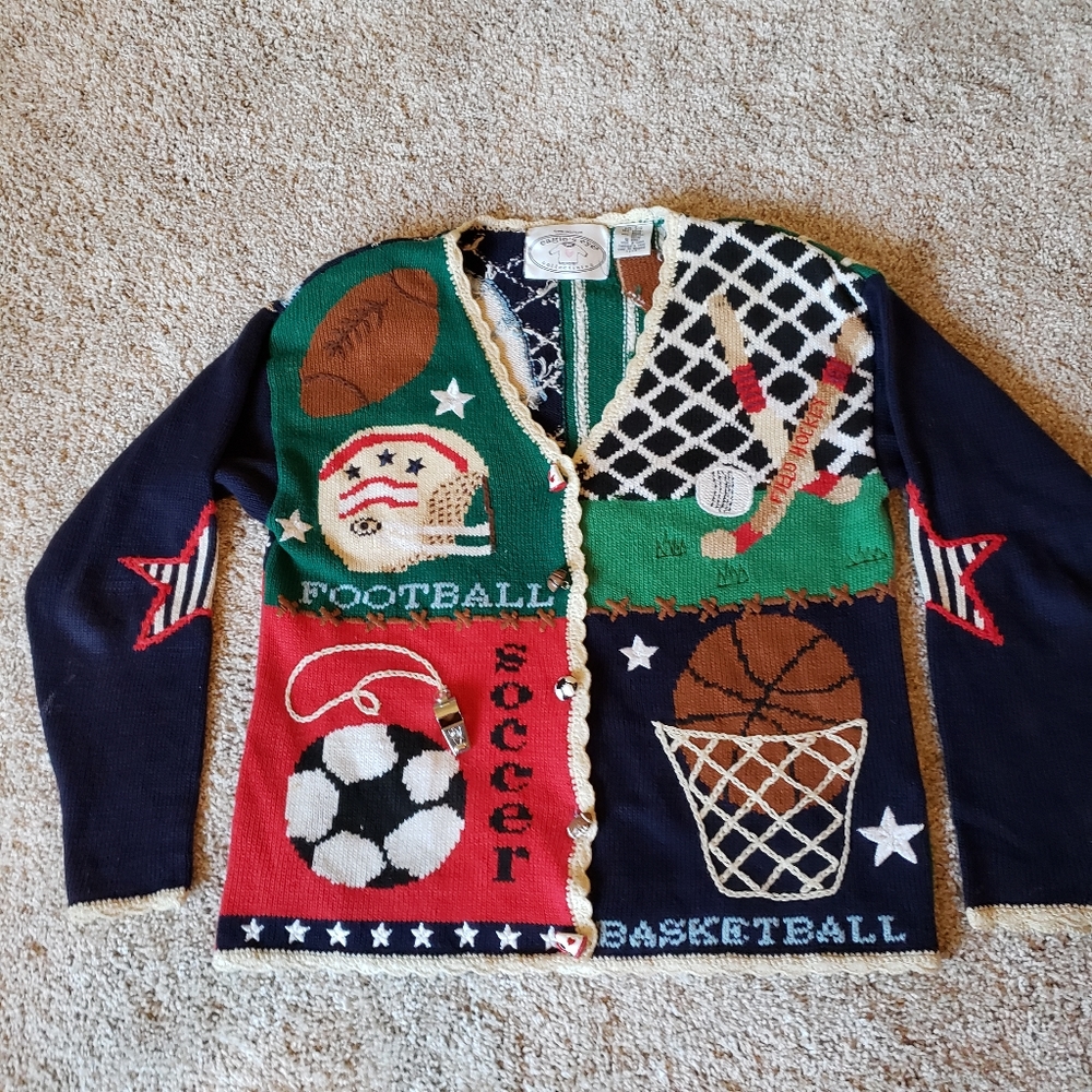 Vintage Eagle's Eye Collectible Sports Theme Cardigan Sweater